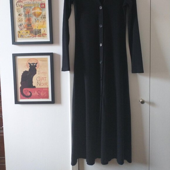 Wilfred Ines Long-Sleeve Ribbed Knit Stretch Midi Dress in Black - Picture 3 of 13